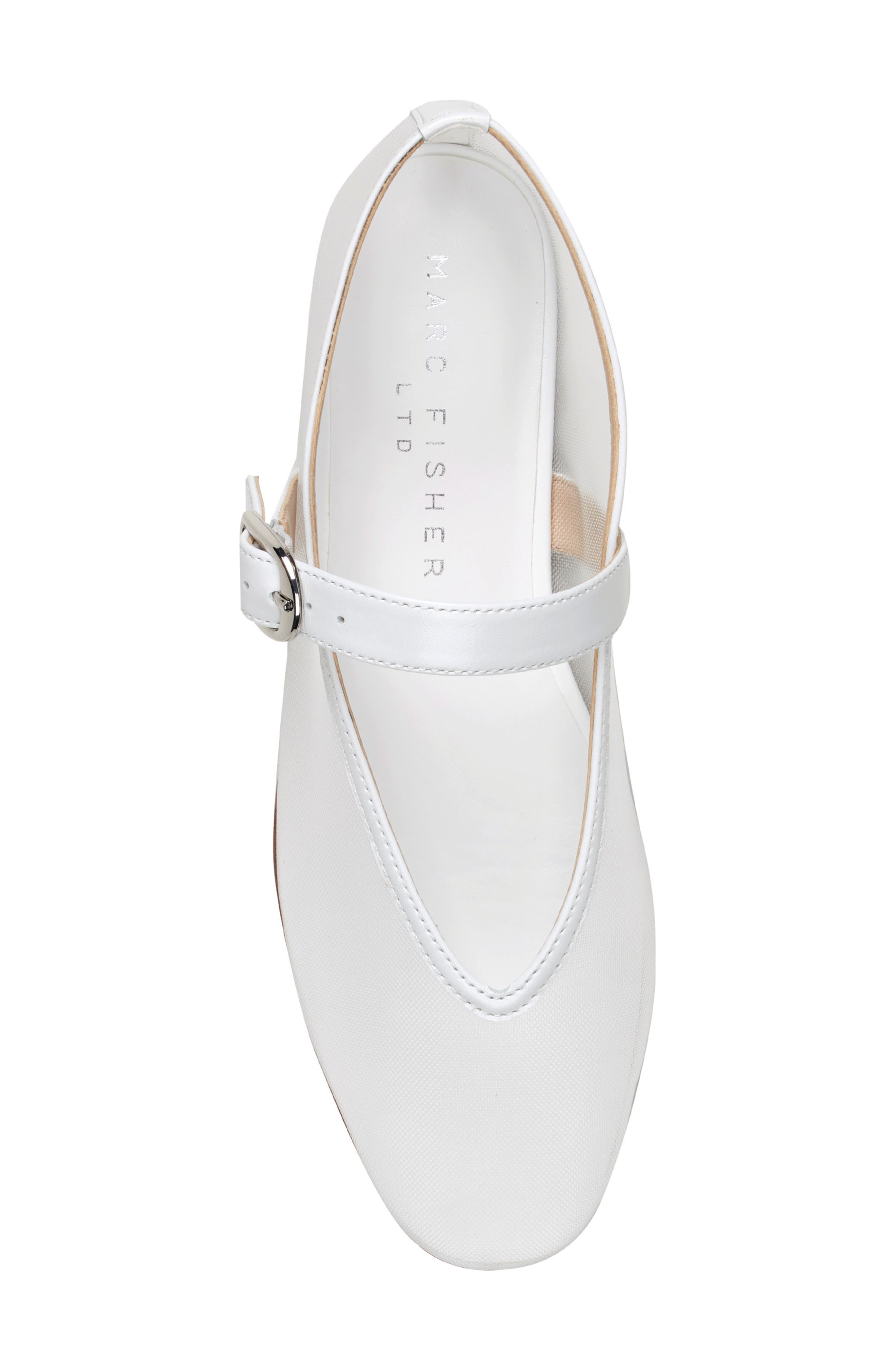 Godina Mesh Mary Jane Flat, Alternate, color, WHITE