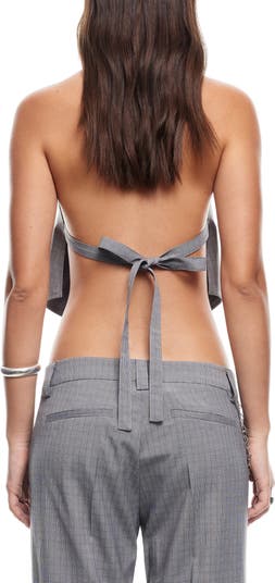 Butterfly Tie Plaid Halter Top