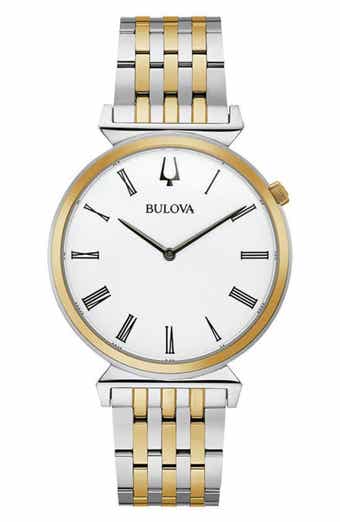 BULOVA Men's Regatta White Dial Stainless Steel Heritage Watch, 38mm