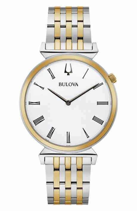 BULOVA Men's Regatta White Dial Stainless Steel Heritage Watch, 38mm