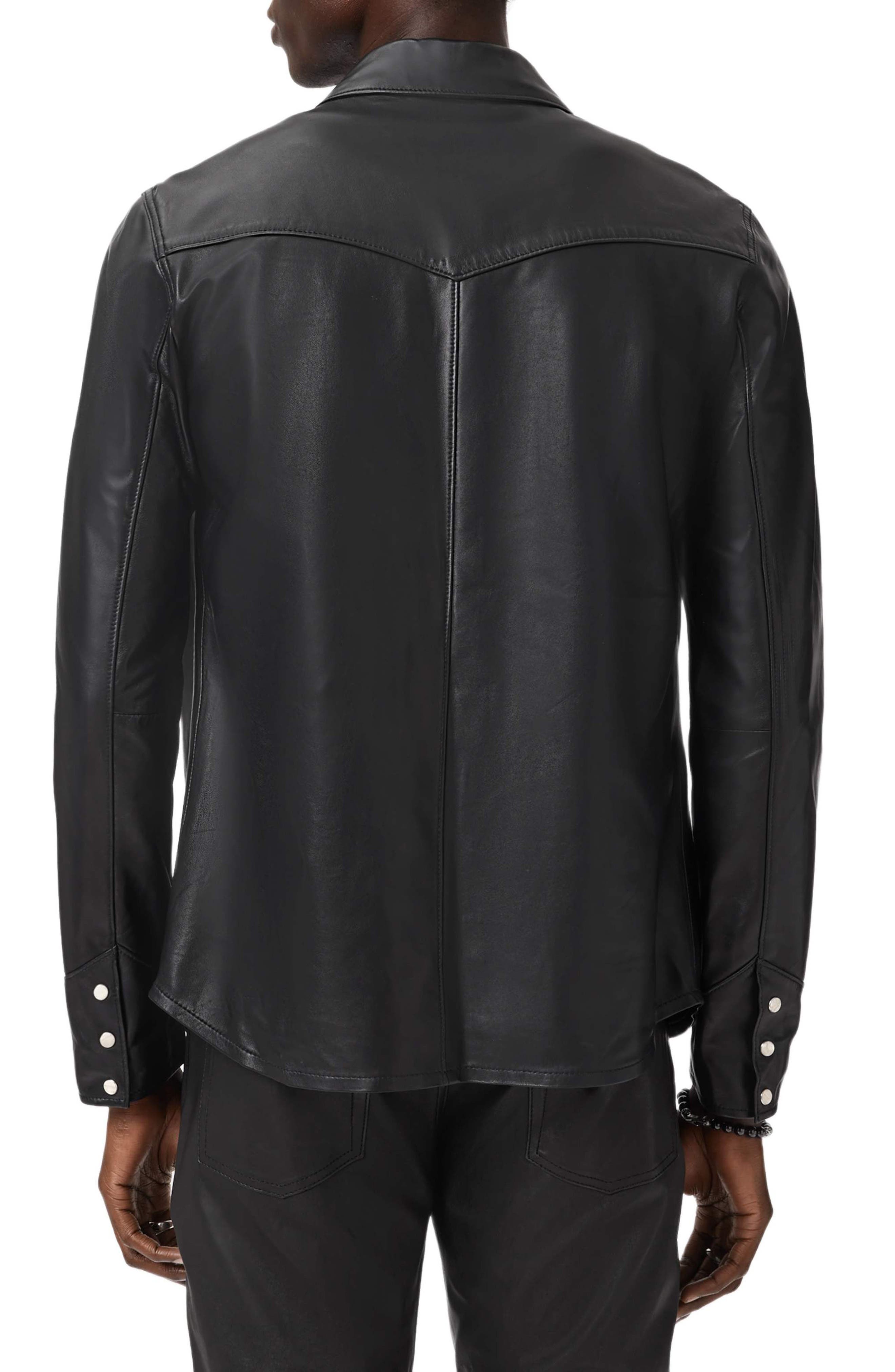 Sage Sheepskin Leather Shirt Jacket - image 2