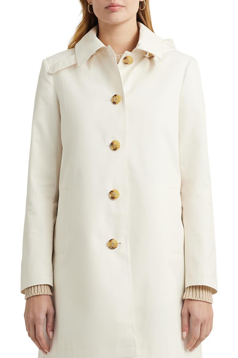 Balmacaan Hooded Raincoat, Alternate, color, CREAM