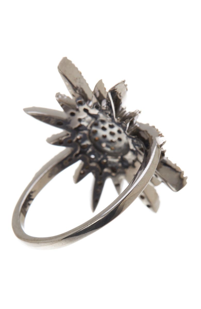 ADORNIA FINE Sterling Silver Pave Champagne Diamond Starburst Ring - 0.80 ctw, Alternate, color, 