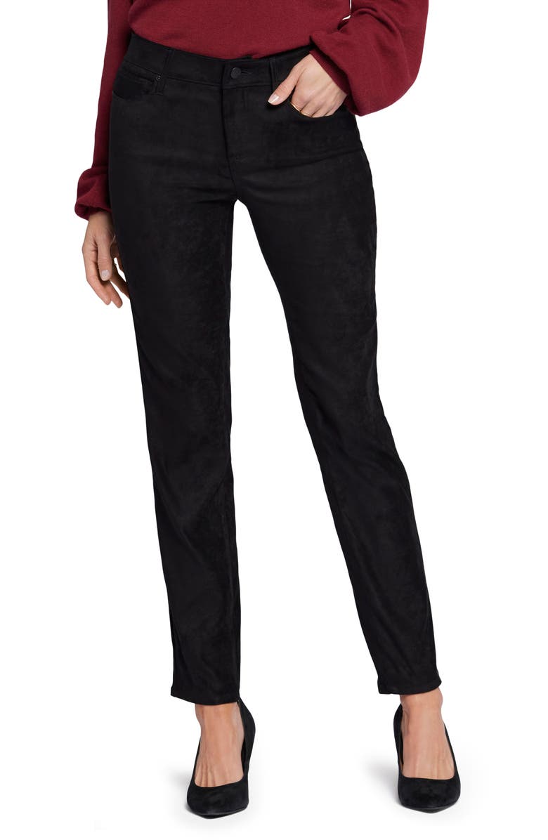 NYDJ Sheri Slim Faux Suede Pants, Main, color, Black
