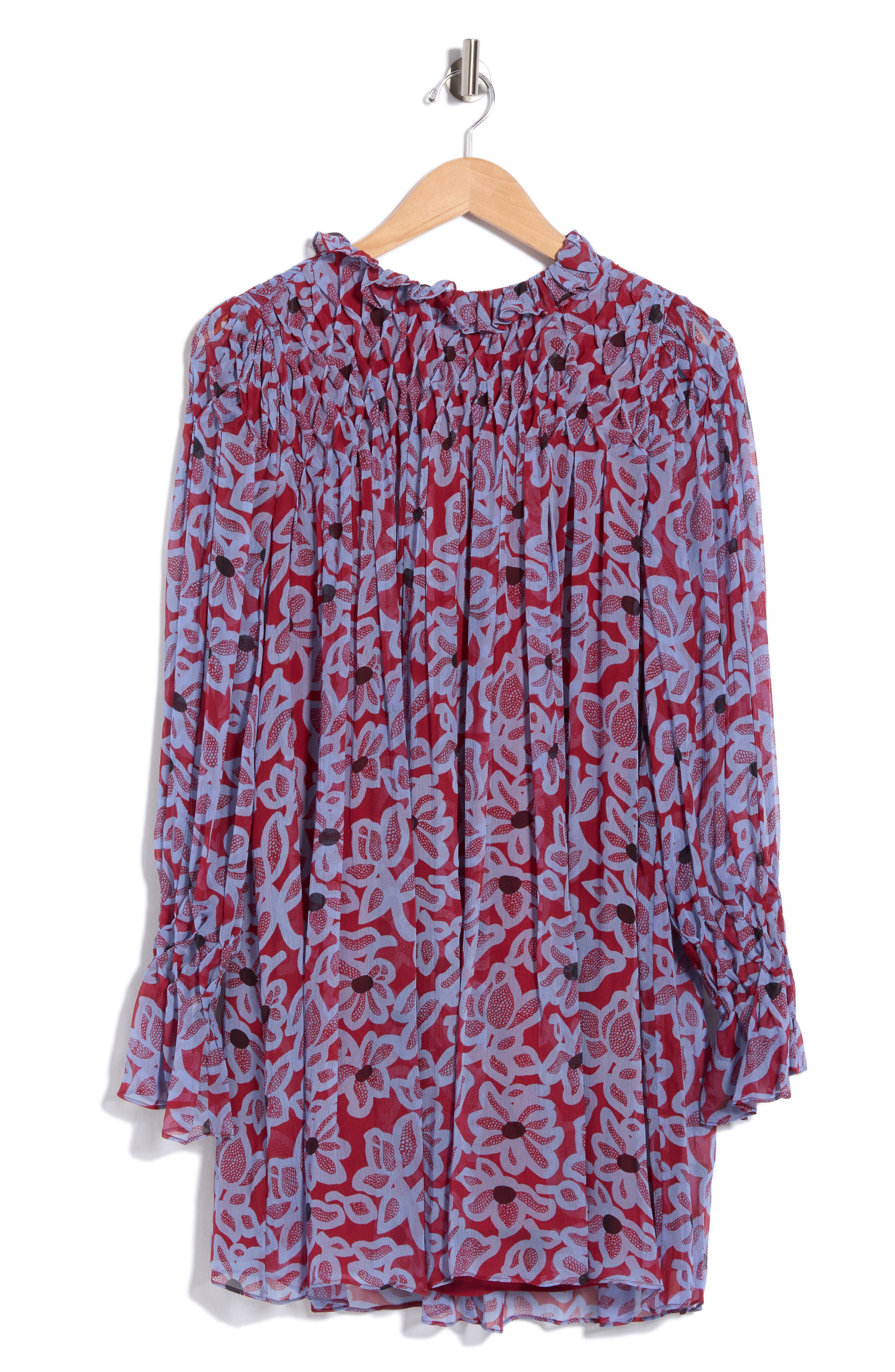 Vera Fleur Long Sleeve Silk Chiffon Minidress