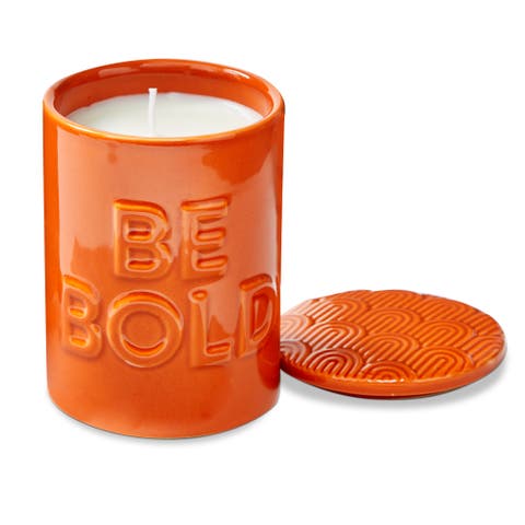 Be Bold Candle With Striker In Lid Orange Ceramic Everyday