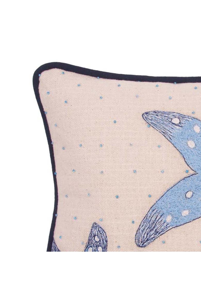 Abstract Oceanic Blue Sea Star Graphic Print Embellished Throw Pillow, 10" x 10", Alternate, color, Blue