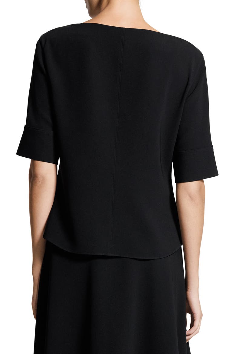 Elbow Sleeve Boat Neck Top, Alternate, color, BLACK