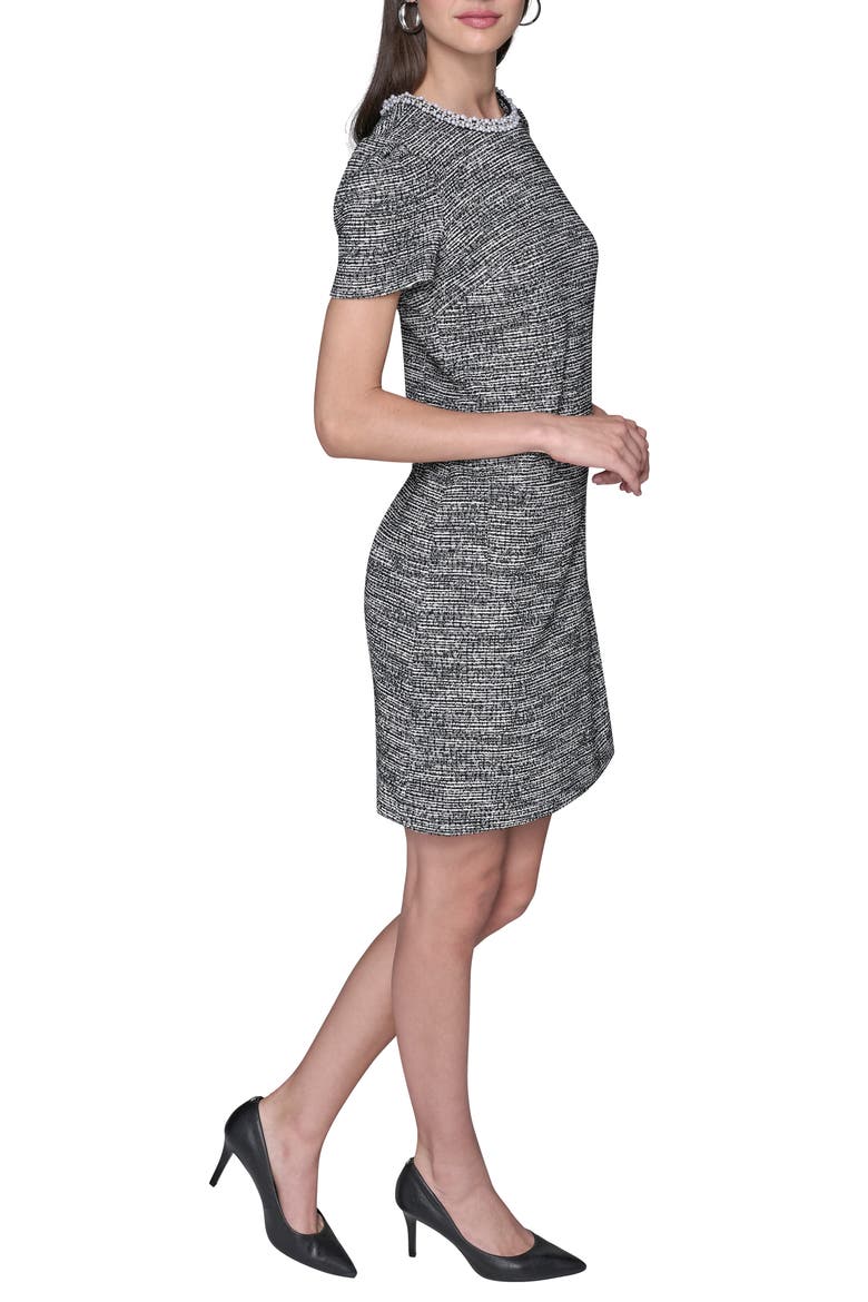 Embellished Tweed Knit Sheath Dress, Alternate, color, BLACK/ SOFT WHITE