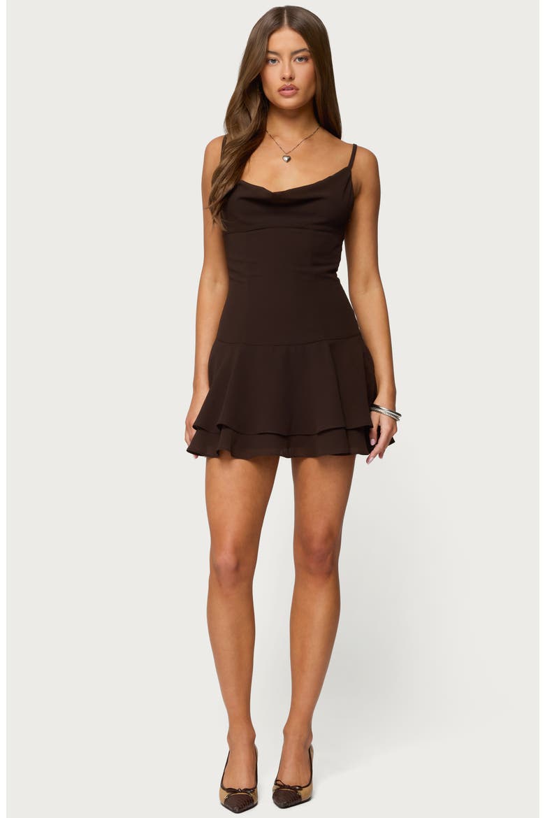 Josefina Drop Waist Chiffon Minidress, Alternate, color, BROWN
