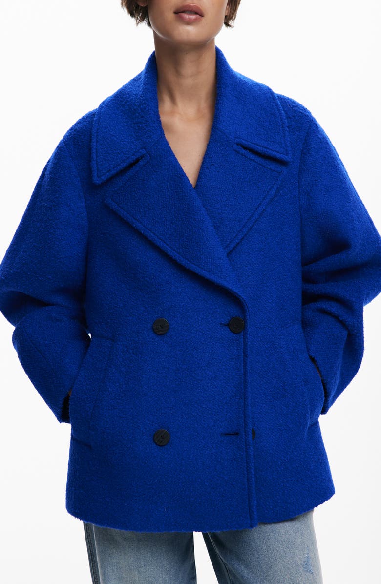 Desigual Double Breasted Coat, Alternate, color, Klein Blue