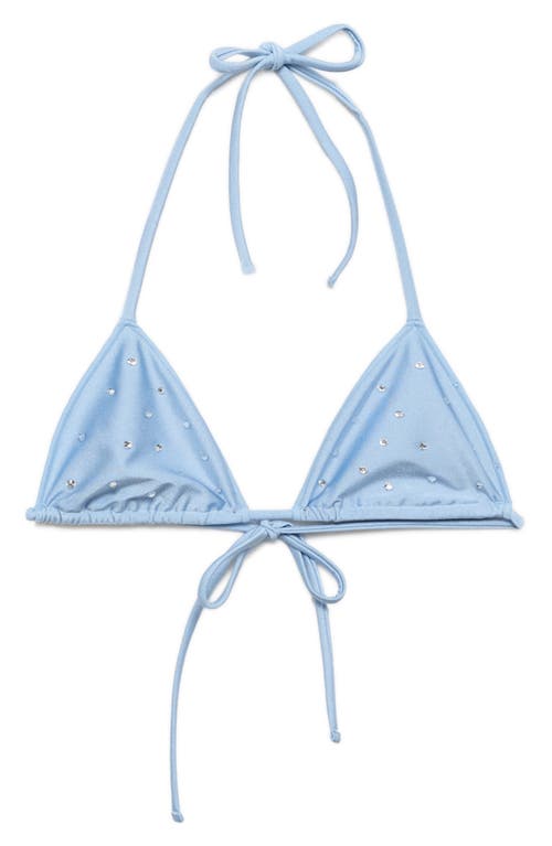 Mango Rhinestone Triangle Bikini Top In Blue