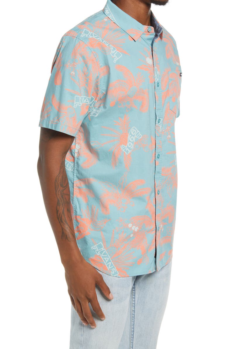 Vans Market Print Short Sleeve Button-Up Shirt, Alternate, color, 