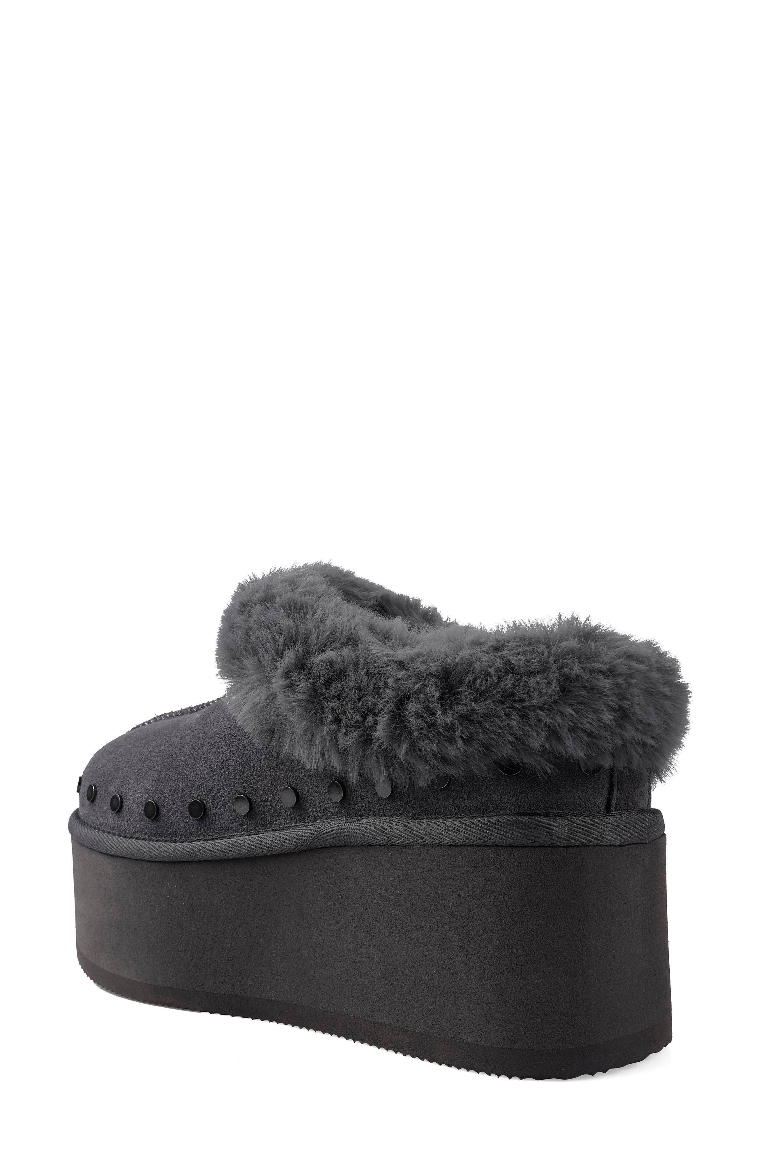 Sabi Faux Fur Platform Clog, Alternate, color, GREY SUEDE