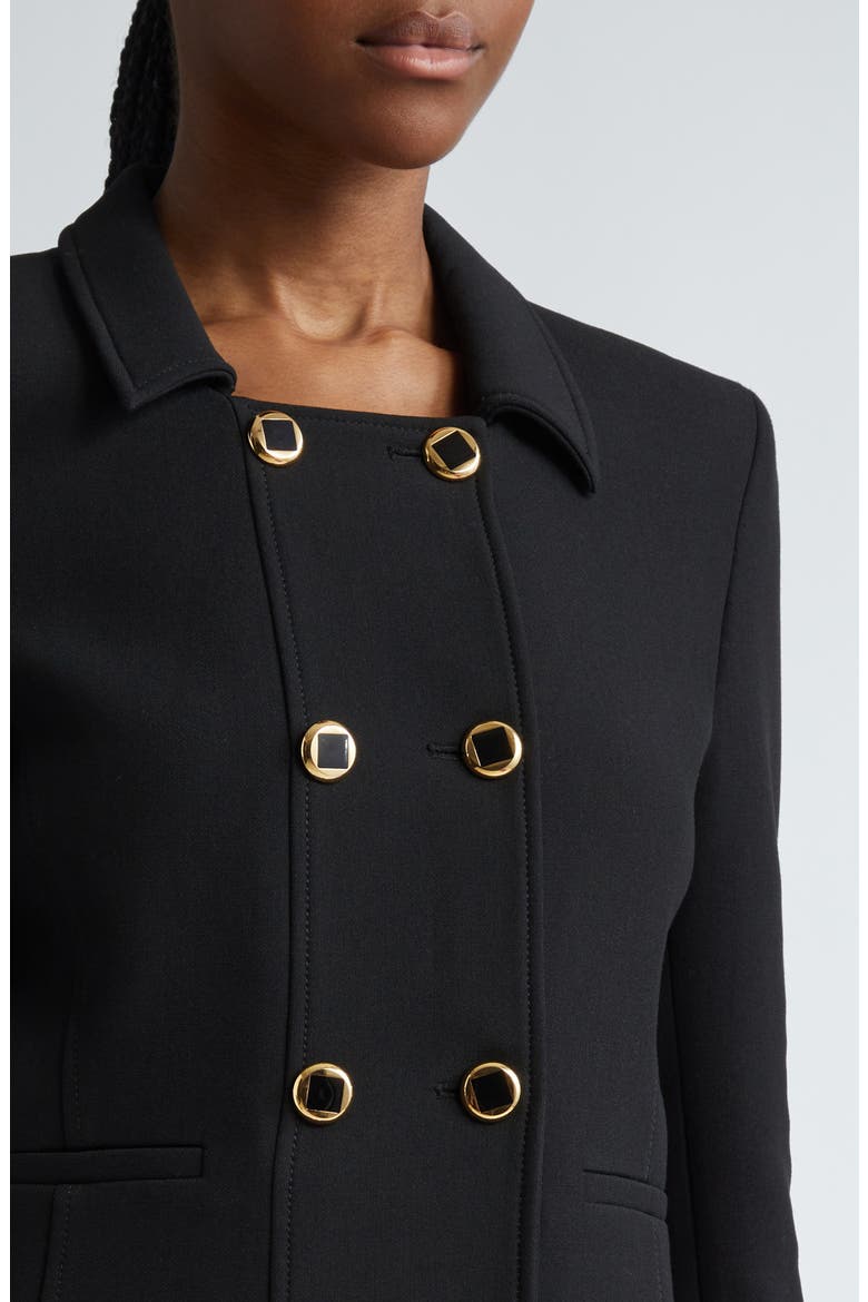 Double Breasted Stretch Crepe Crop Jacket, Alternate, color, BLACK