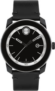 Movado Bold TR90 Leather Strap Watch, 42mm