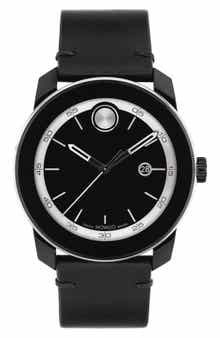 Movado Bold TR90 Leather Strap Watch, 42mm