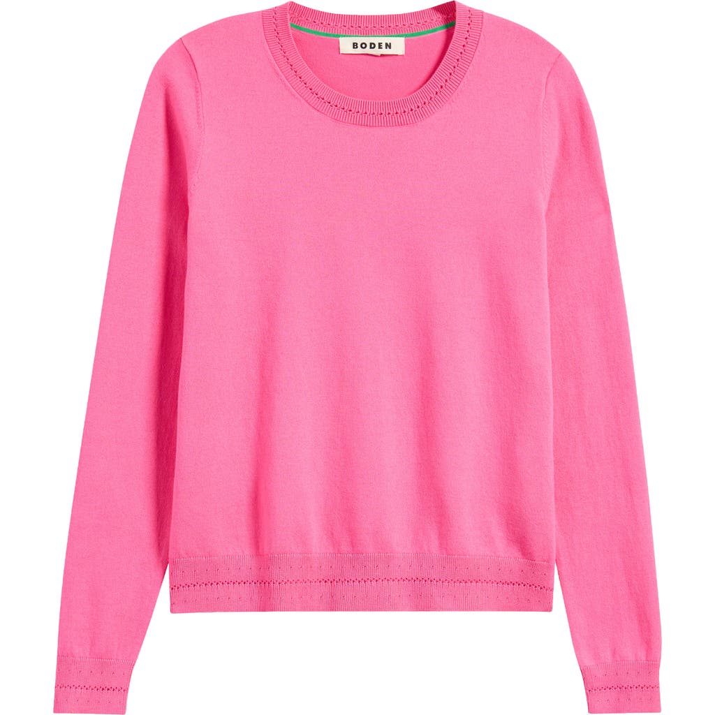 BODEN BODEN CATRIONA POINTELLE TRIM CREWNECK SWEATER