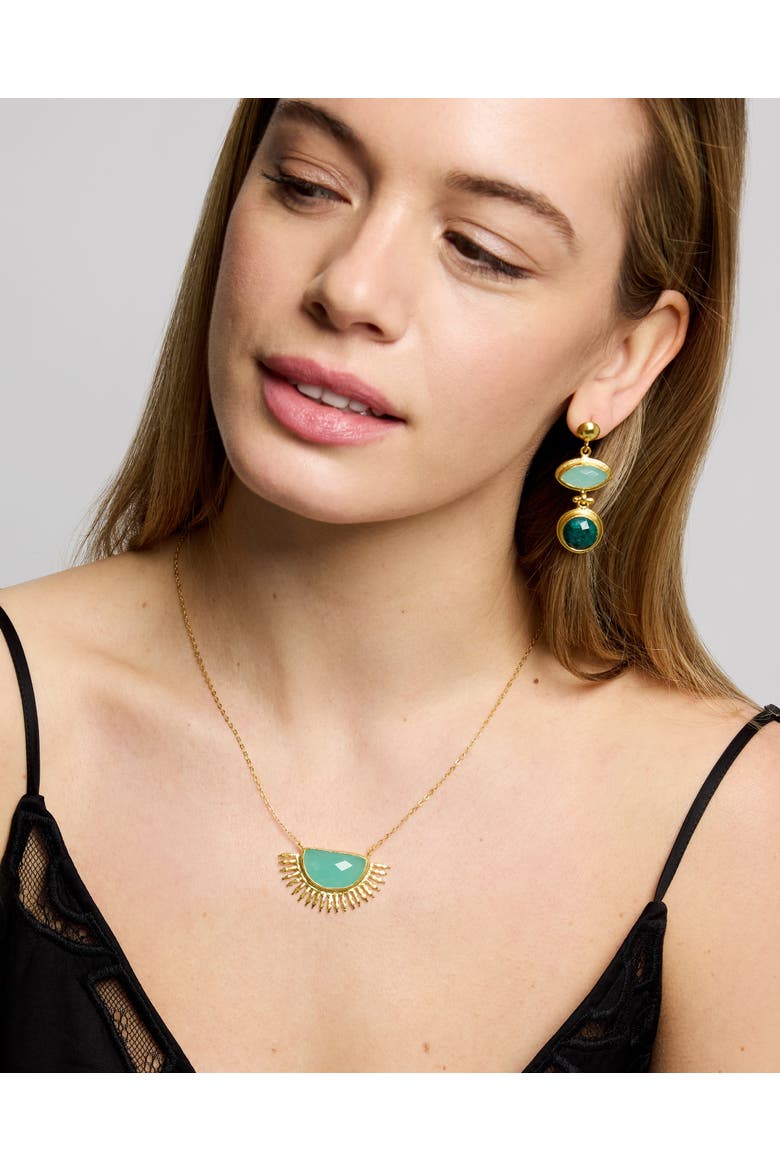 Melis Aqua and Emerald Drop Earrings, Alternate, color, Gold