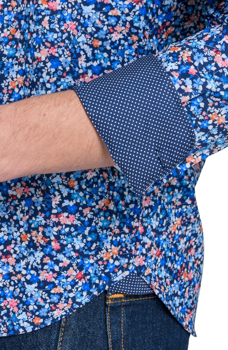CONSTRUCT Floral Print Stretch Dress Shirt, Alternate, color, Navy/ Red