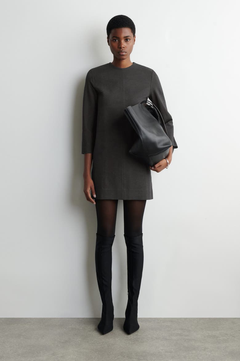 Tailored Jersey Mini Dress, Main, color, DARK GRAY