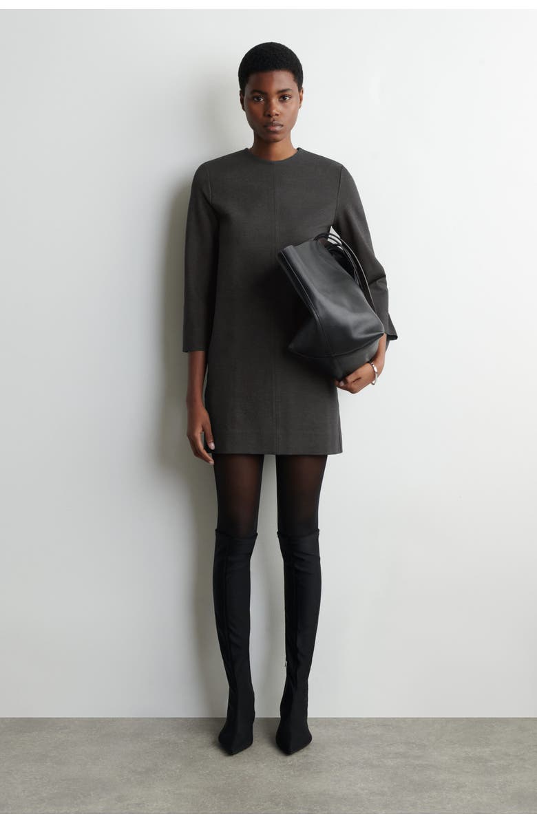 COS Tailored Jersey Mini Dress, Main, color, Dark Gray