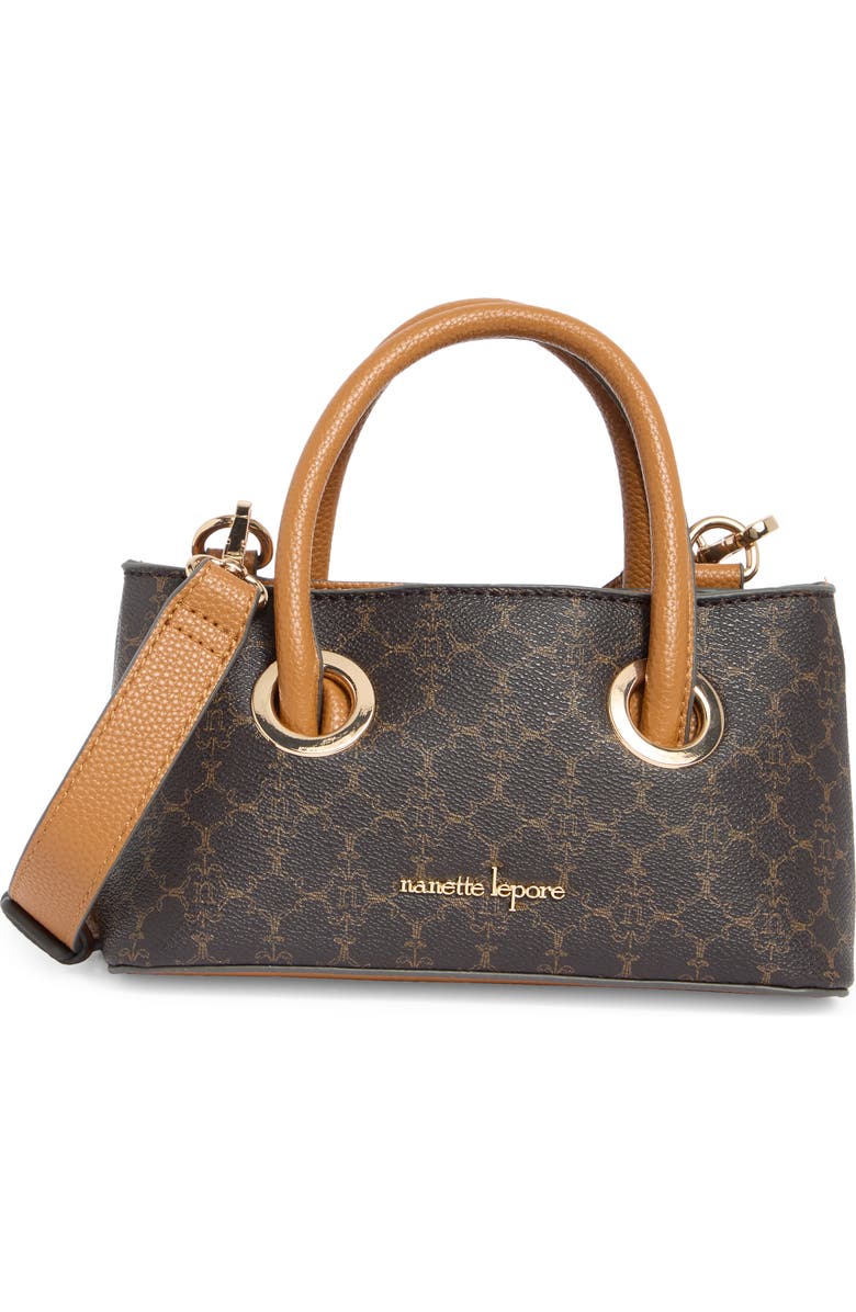 Nanette Lepore Mini Satchel Bag, Main, color, Chocolate Logo-Vachetta