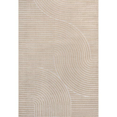 Jonathan Y Hallie High-low Minimalist Curve Geometric Indoor/outdoor Area Rug In Beige/cream