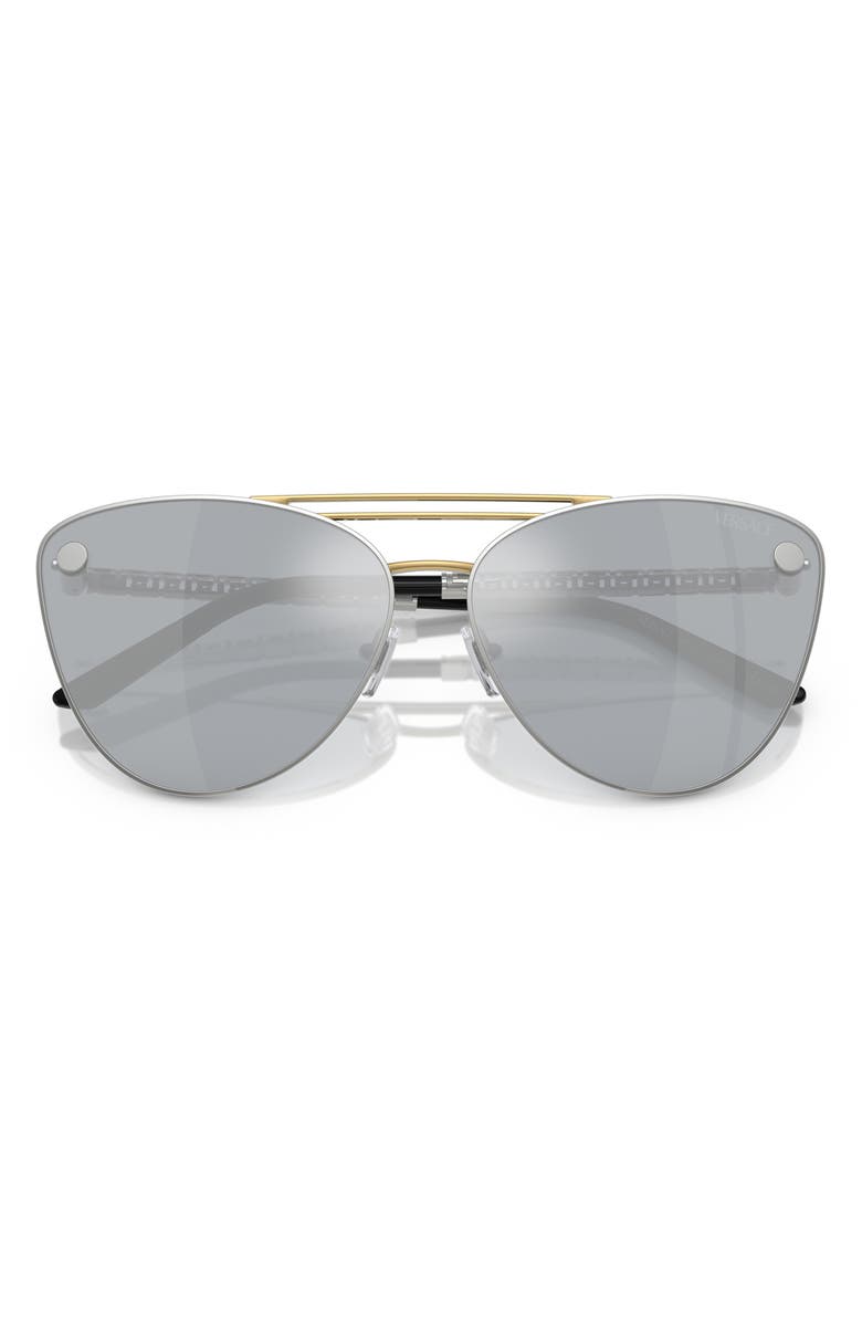 Versace 64mm Oversize Cat Eye Sunglasses, Alternate, color, Blue Mirror