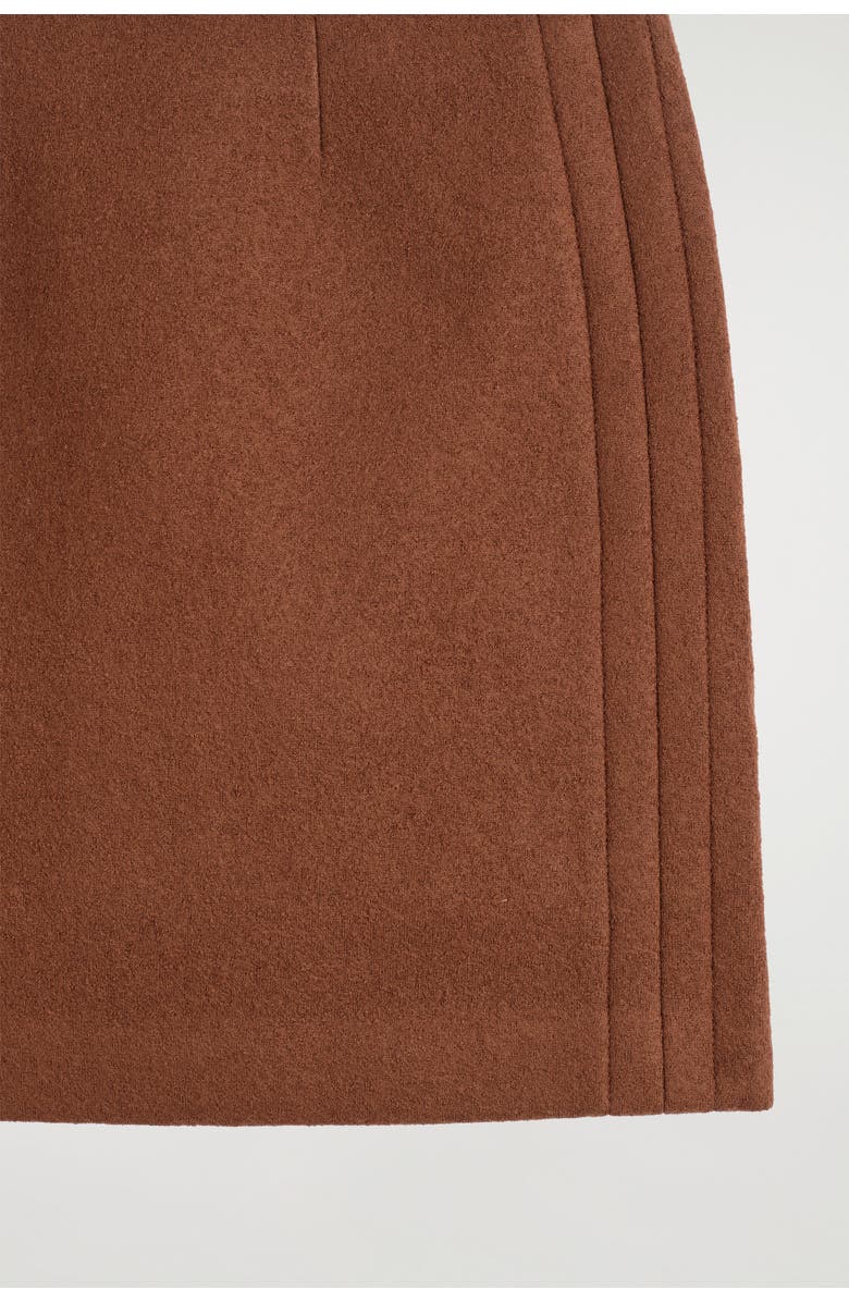 COS Topstitched Wool Mini Skirt, Alternate, color, Brown