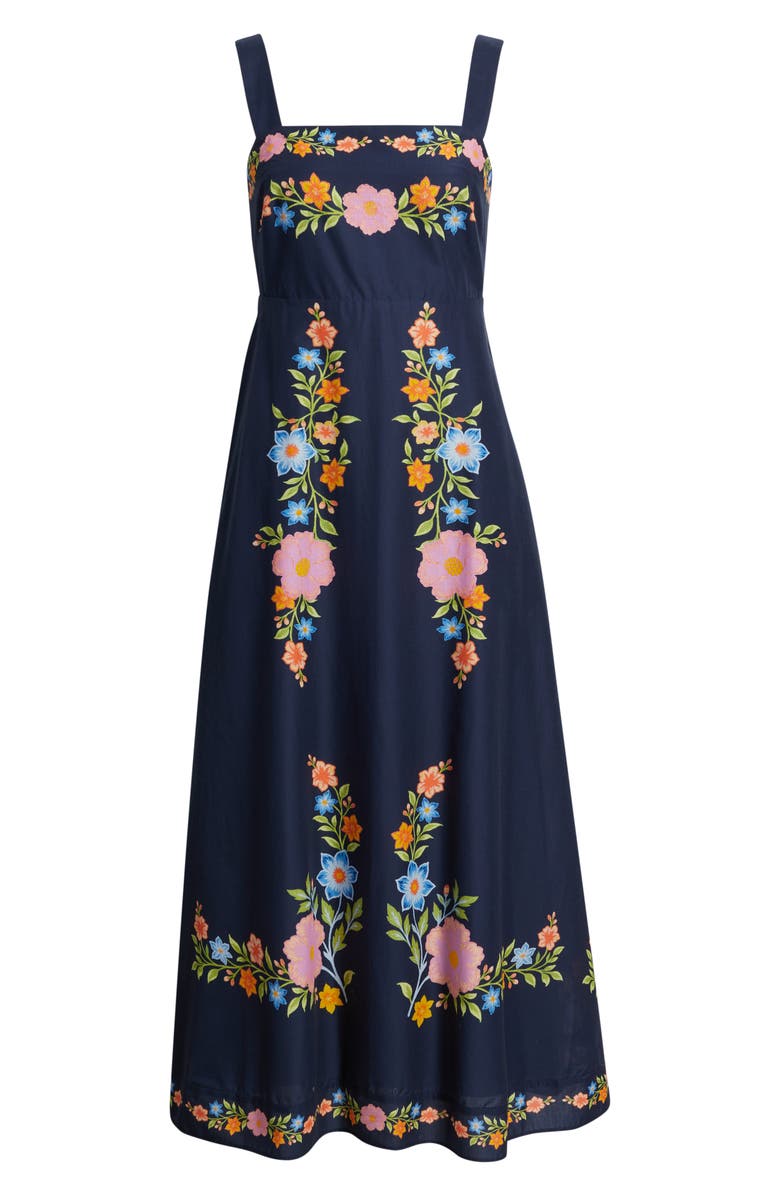 Eliza J Sleeveless Maxi Sundress, Alternate, color, Navy Multi