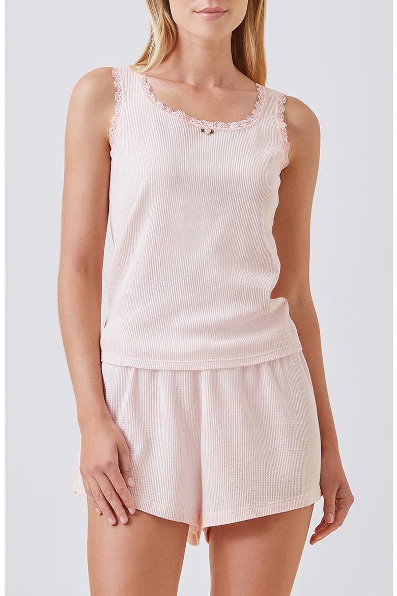 Claire Waffle Knit Short Pajamas, Main, color, PEARL BLUSH