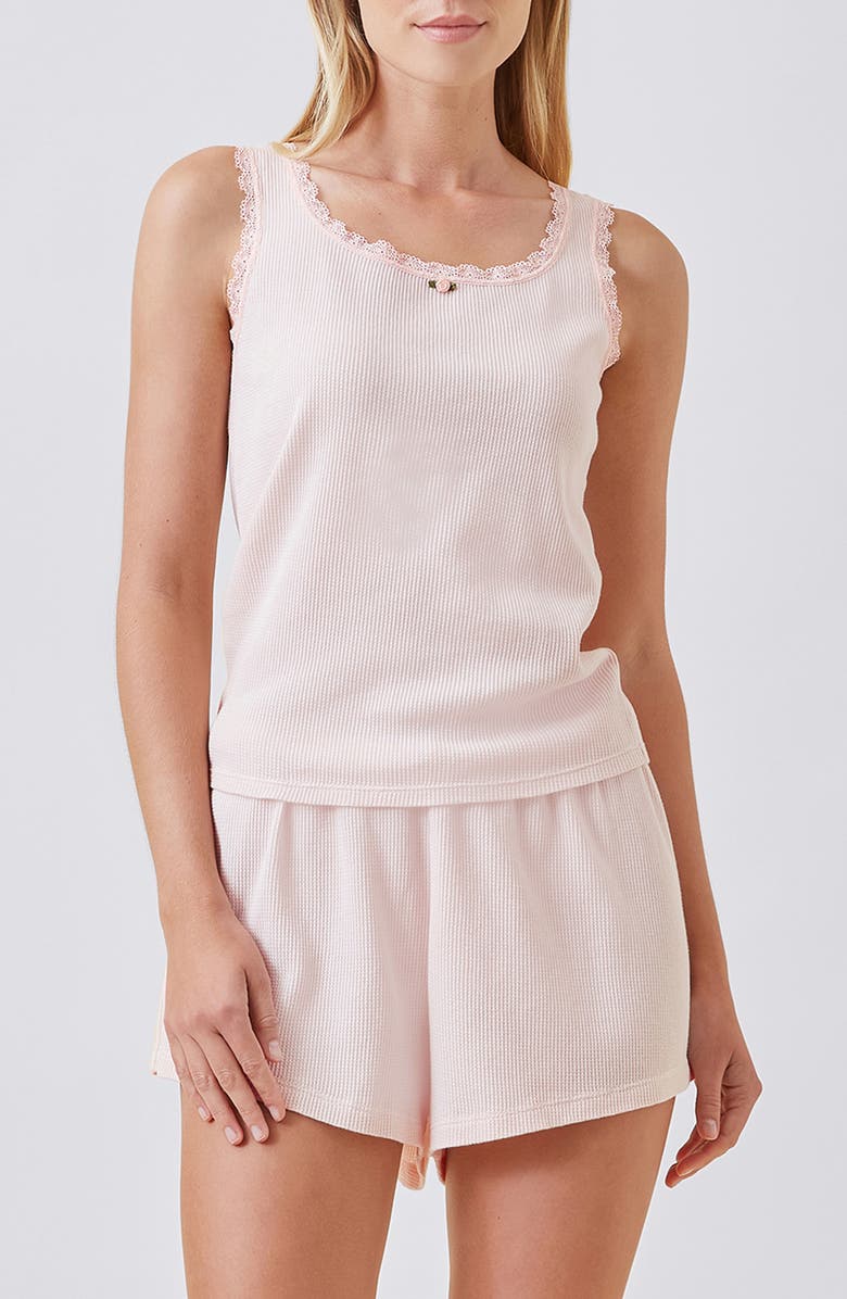Papinelle Claire Waffle Knit Short Pajamas, Main, color, Pearl Blush