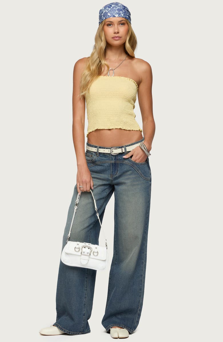 EDIKTED Emmet Smocked Tube Top, Alternate, color, Yellow