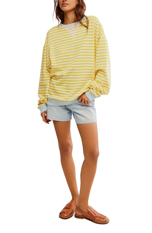 Shop Free People Oversize Stripe Sweatshirt In Dandelion Combo