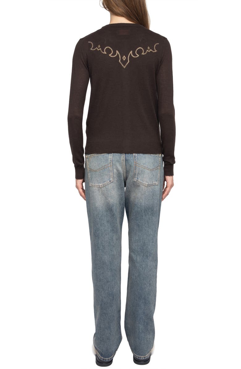 Zadig & Voltaire Missya West Strass Rhinestone Cardigan, Alternate, color, Dark Chocolate