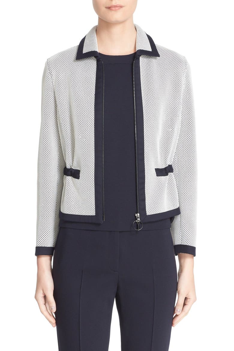 Zip Front Mesh Jacket, Main, color, CREAM