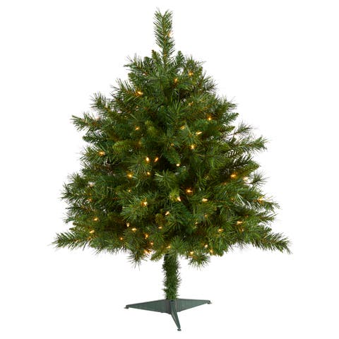 3-ft Wyoming Mixed Pine Artificial Christmas Tree with 150 Clear Lights and 270 Bendable Branches