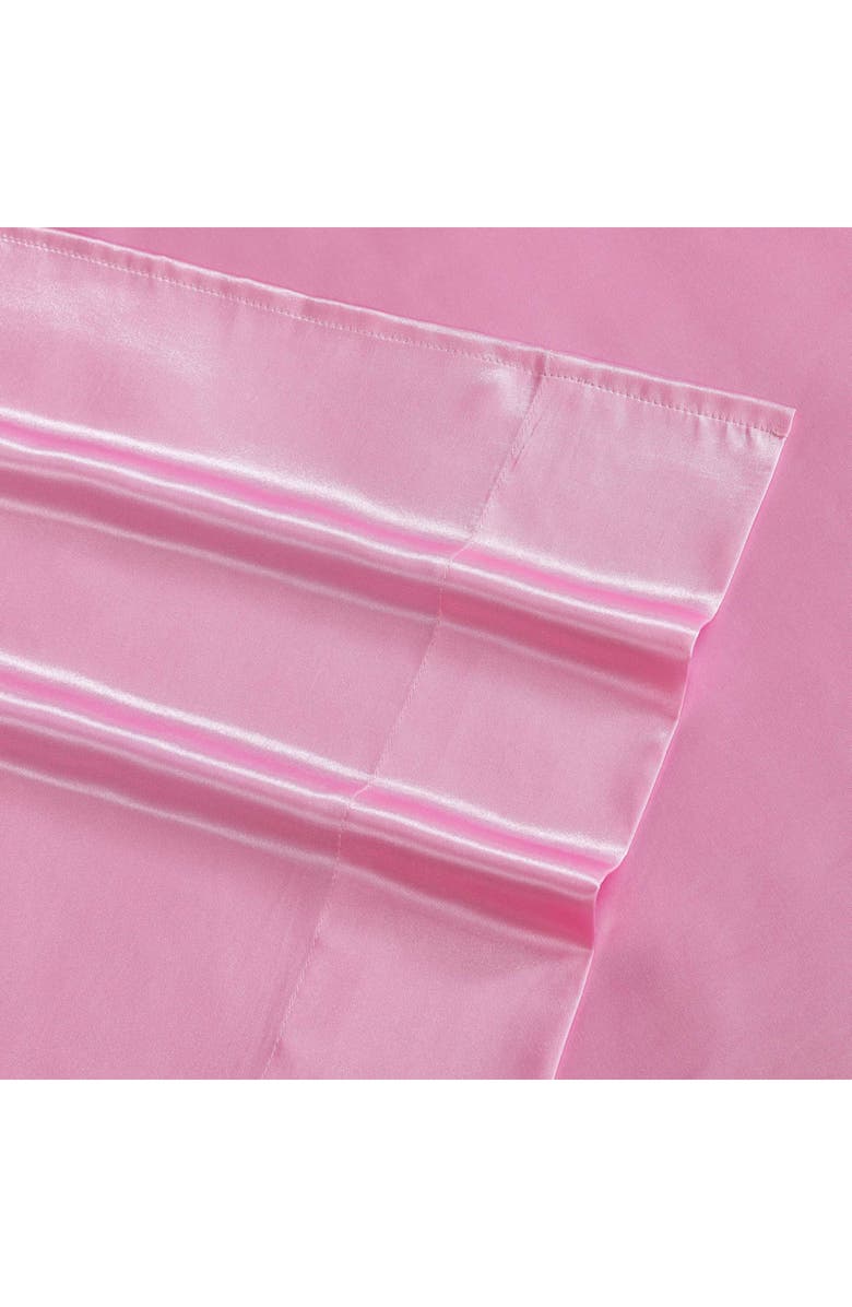 Betsey Johnson Solid Satin Sheet Set, Alternate, color, Pastel Pink