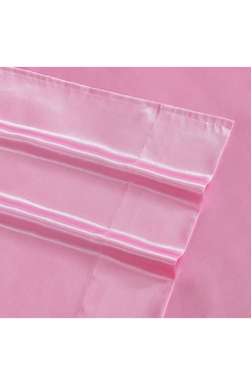 Shop Betsey Johnson Solid Satin Sheet Set In Pastel Pink