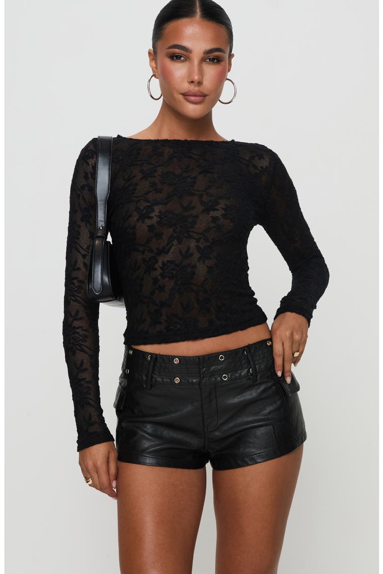Born to Ride Faux Leather Shorts, Alternate, color, BLACK