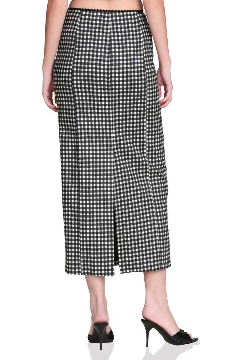 Gingham Cotton & Linen Blend Maxi Skirt, Alternate, color, BLACK/ CREAM GINGHAM