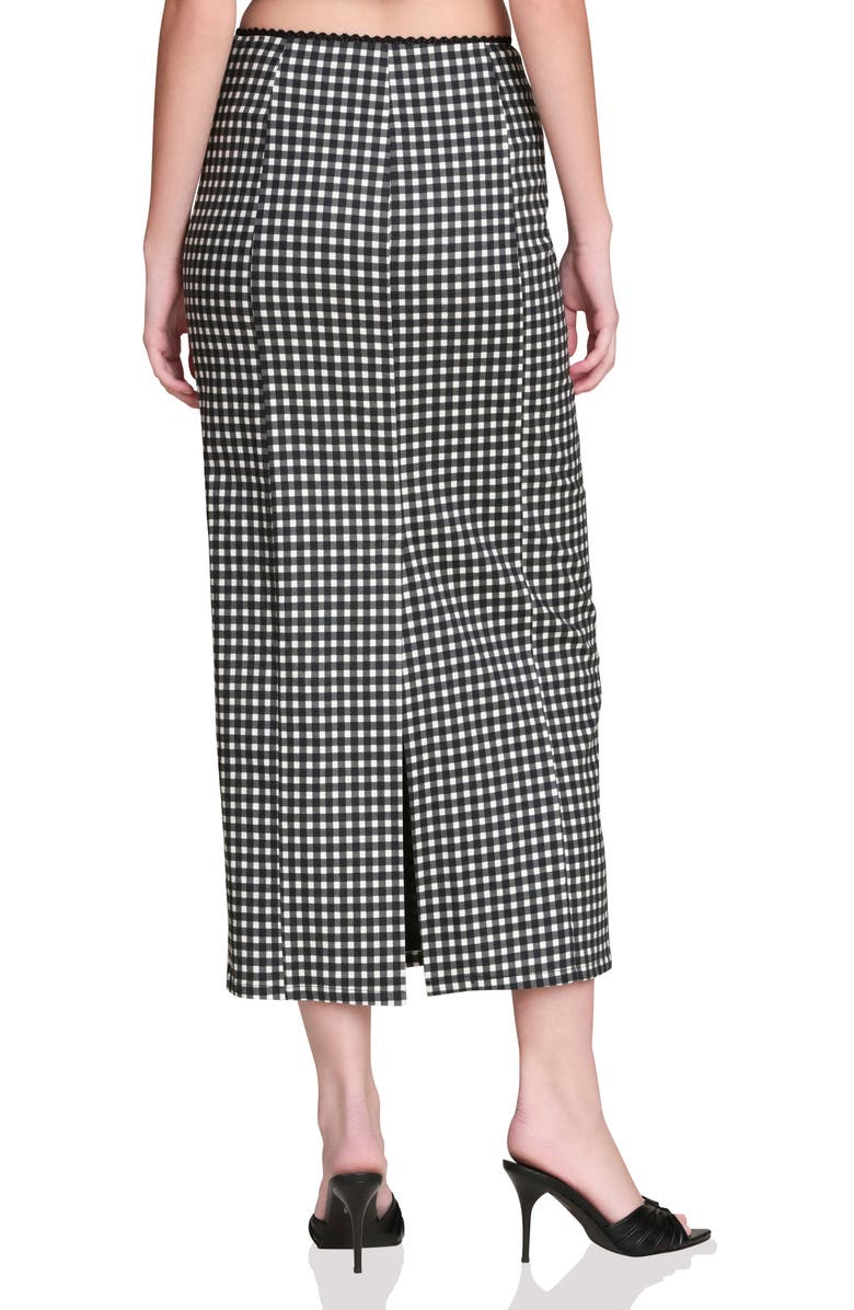 Avec Les Filles Gingham Cotton & Linen Blend Maxi Skirt, Alternate, color, Black/ Cream Gingham
