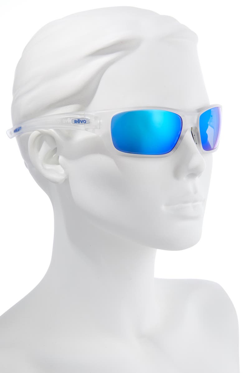 Revo Jasper 61mm Rectangular Polarized Sunglasses, Alternate, color, Matte Crystal/ H2o Blue
