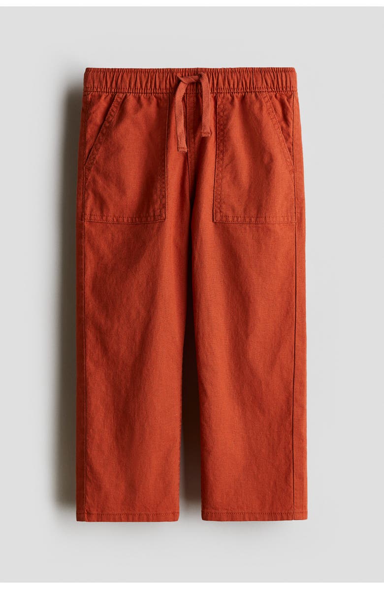 H&M Linen-blend pants, Alternate, color, Rust Red
