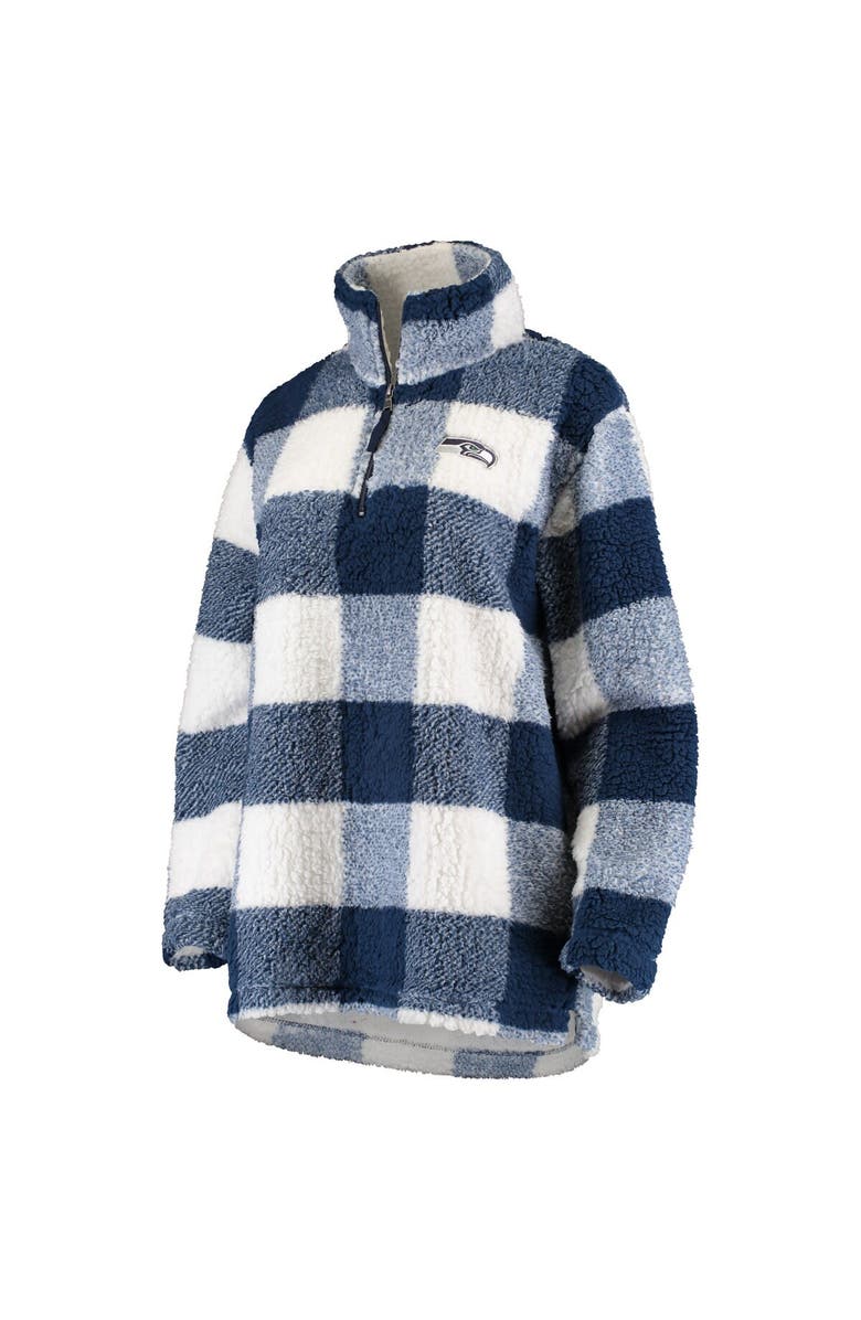 G-III 4HER BY CARL BANKS Women's G-III 4Her by Carl Banks Navy Seattle Seahawks Sherpa Plaid Quarter-Zip Jacket, Alternate, color, Navy