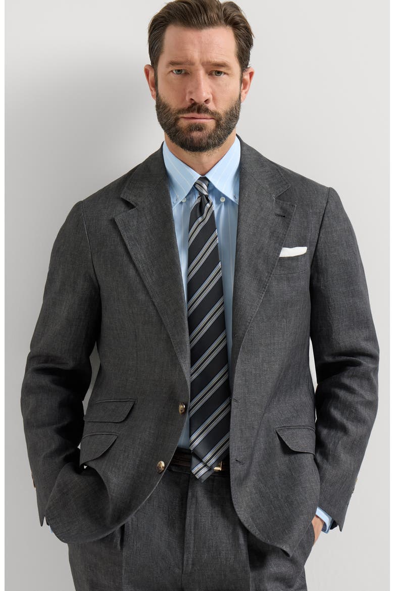 Linen deconstructed blazer, Alternate, color, Anthracite