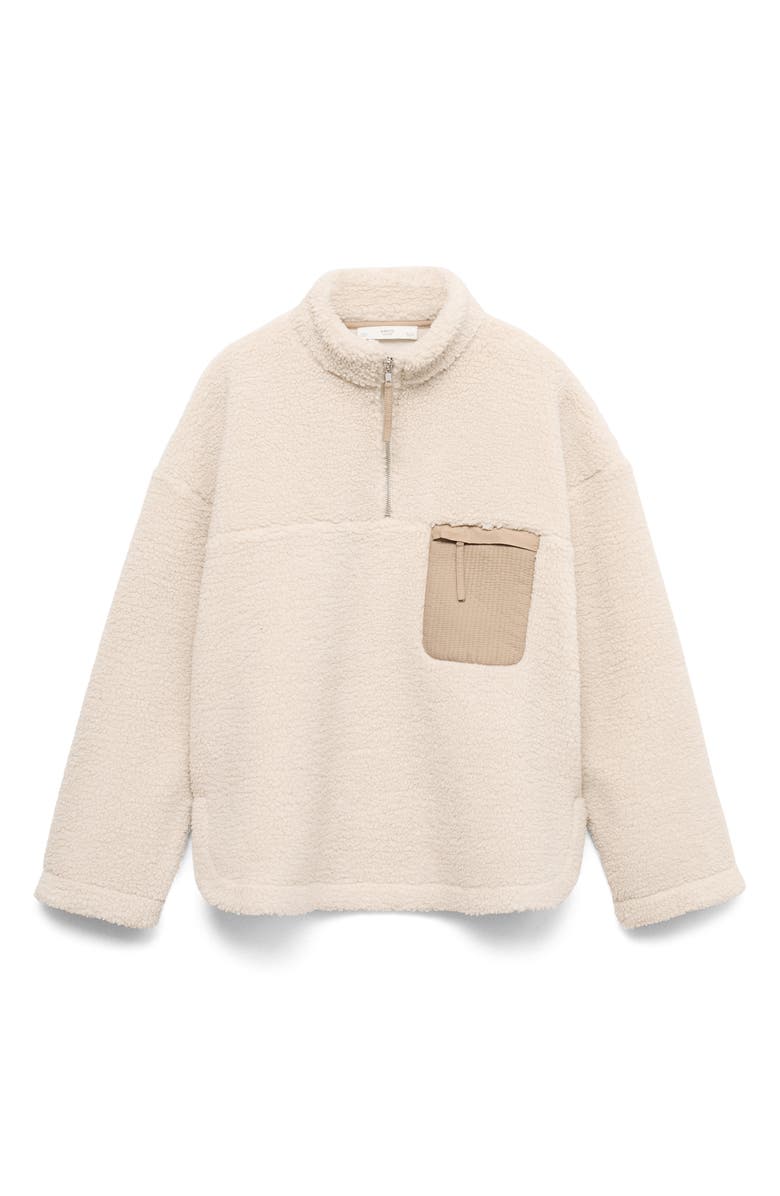 MANGO Faux Shearling Half Zip Pullover, Alternate, color, 