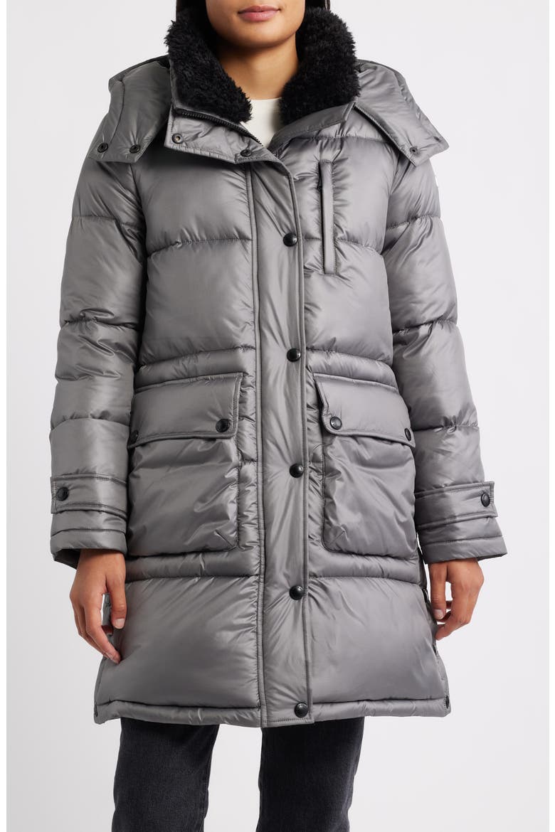 Puffer Coat with Removable Hood, Main, color, GREY