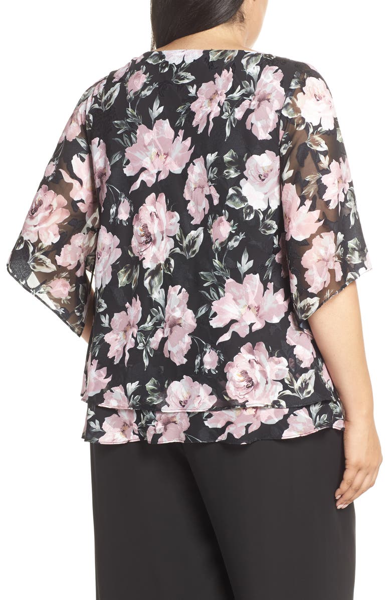 Alex Evenings Flutter Sleeve Chiffon Blouse, Alternate, color, 